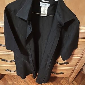 Versace Black Geometric Button Down main image 1
